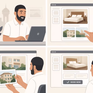 =تصویر حرفه‌ای از اجرای مراحل طراحی سایت یک هتل ایرانی با قالب آماده به شیوه ساده و کاربردی