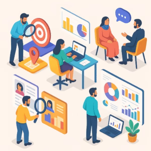 =اینفوگرافیک روند تحقیقات بازار از شناسایی هدف تا تحلیل داده، ویژه کسب‌وکارهای کوچک در ایران